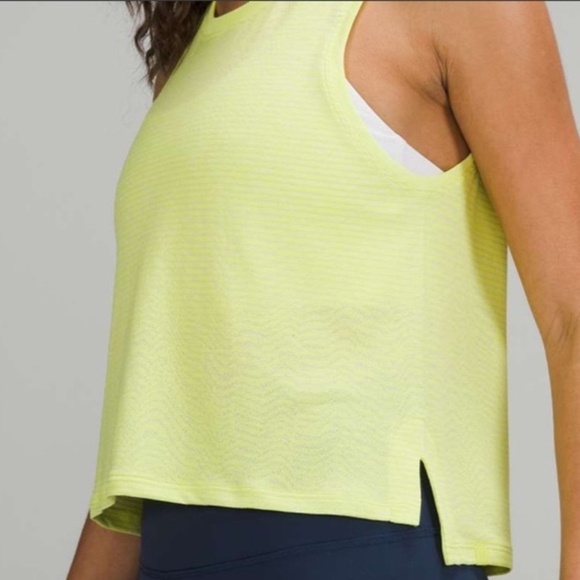 Lululemon Train to Be Tank Top Striped Electric Lemon Yellow W1DDIS Size 4 - Picture 3 of 10